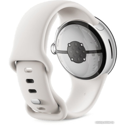 Умные часы Google Pixel Watch 2 LTE (глянцевый серебристый/фарфор, спортивный силиконовый ремешок)