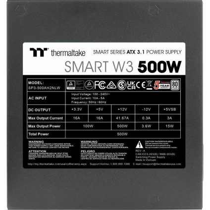 Блок питания Thermaltake Smart W3 500W PS-SPW-0500NNFAWE-1