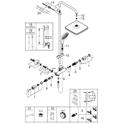 Душевая система  Grohe Tempesta System 250 Cube 26689001