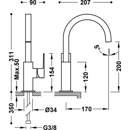 Смеситель Tres 00660602Nm