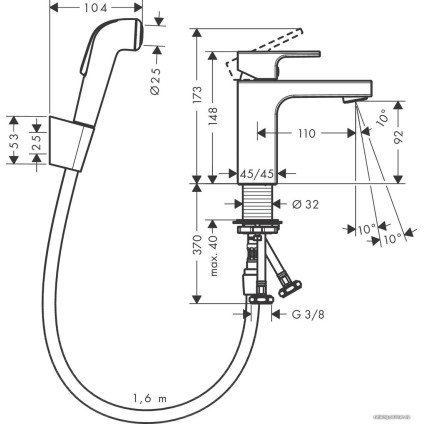Смеситель с лейкой для биде Hansgrohe Vernis Shape 71216000