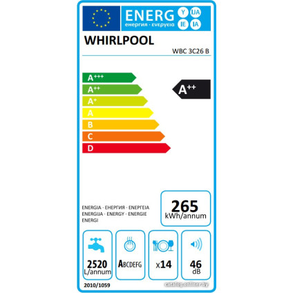 Встраиваемая посудомоечная машина Whirlpool WBC 3C26 B