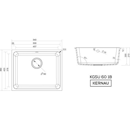Кухонная мойка Kernau Kgs U 60 1B Deep Black