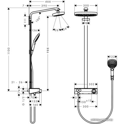 Душевая система  Hansgrohe Raindance Select E 300 2jet 27283000 (хром)