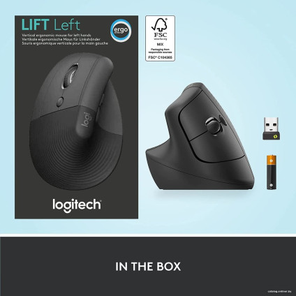 Вертикальная мышь Logitech Lift Left (графит)