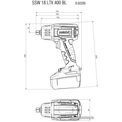 Гайковерт Metabo SSW 18 LTX 400 BL 602205650 (с 2-мя АКБ, кейс)