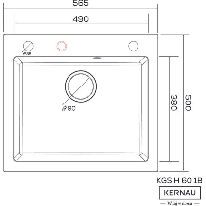 Кухонная мойка Kernau KGS H 60 1B Black Metallic