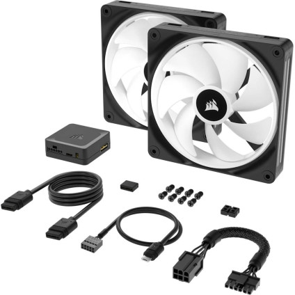 Комплект вентиляторов для корпуса с контроллером Corsair iCUE LINK QX140 RGB Dual Pack + Hub CO-9051004-WW