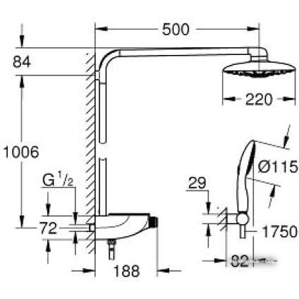 Душевая система  Grohe Rainshower System SmartControl 360 DUO 26250000