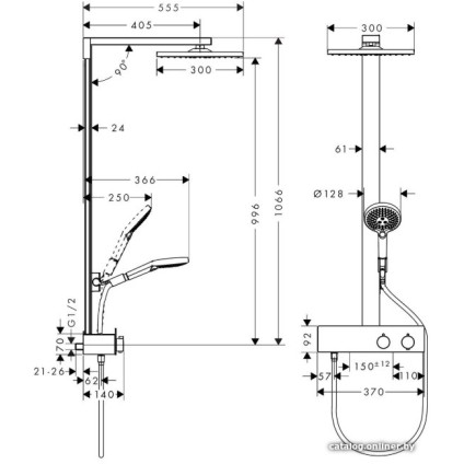 Душевая система  Hansgrohe Raindance E Showerpipe 300 1jet 27361000