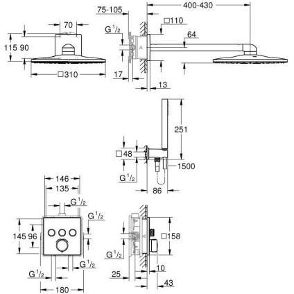 Душевая система  Grohe Vitalio SmartActive 310 Cube 34875000