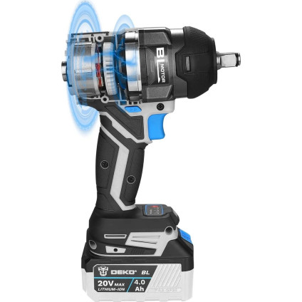 Гайковерт Deko DKBW20XP01-S1 (с 2-мя АКБ, сумка)