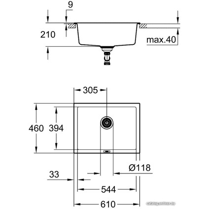 Кухонная мойка Grohe K700U 70-C 61/45.7 1.0 31655AP0 (черный гранит)