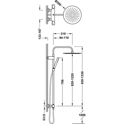 Душевая система  Tres Over-Wall 19039302AC