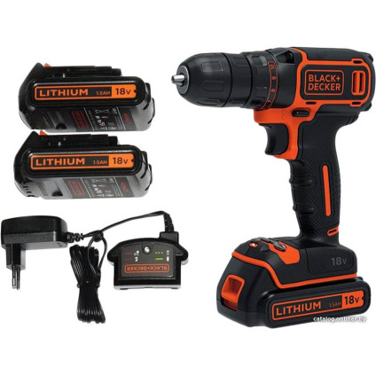 Дрель-шуруповерт Black & Decker BDCDC18B (с 2-мя АКБ, без кейса)