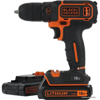 Дрель-шуруповерт Black & Decker BDCDC18B (с 2-мя АКБ, без кейса)