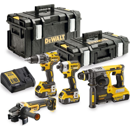 DeWalt DCK422P3 (шуруповерт, винтоверт, перфоратор, болгарка, 3 АКБ, 2 кейка)