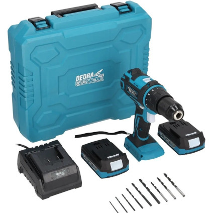 Ударная дрель-шуруповерт Dedra DED7030A02 (с 2-мя АКБ, кейс)