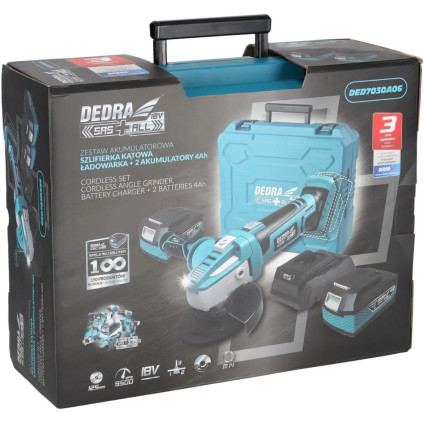 Угловая шлифмашина Dedra DED7030A06 (с 2-мя АКБ, кейс)