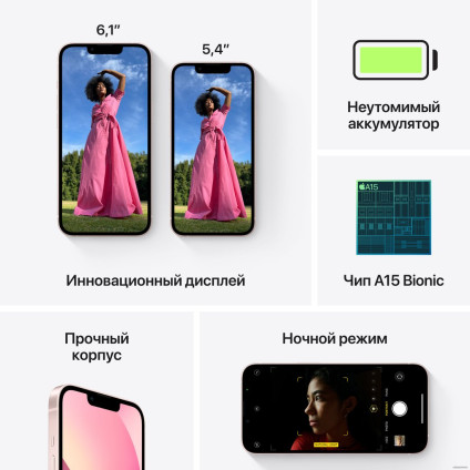 Телефон Apple iPhone 13 512GB (розовый)