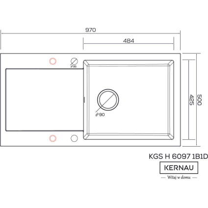 Кухонная мойка Kernau KGS H 6097 1B1D Graphite
