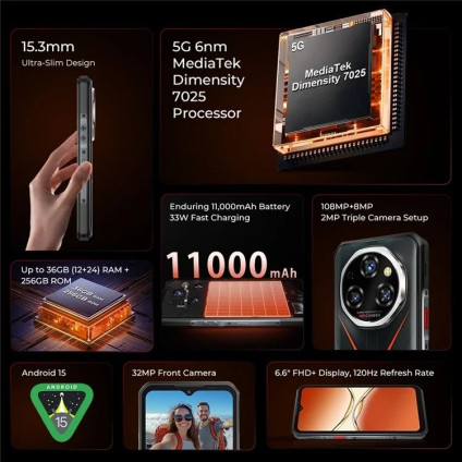 Телефон Oukitel WP55 12GB/256GB (черный/серебристый)