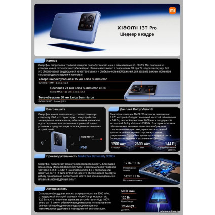 Телефон Xiaomi 13T Pro 12GB/512GB международная версия (зеленый луг)